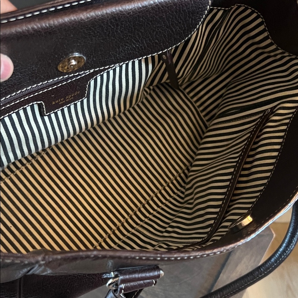 1 hour sale ♠️ Kate Spade, Elegant Dark Brown Leather Tote Bag - Picture 3 of 11